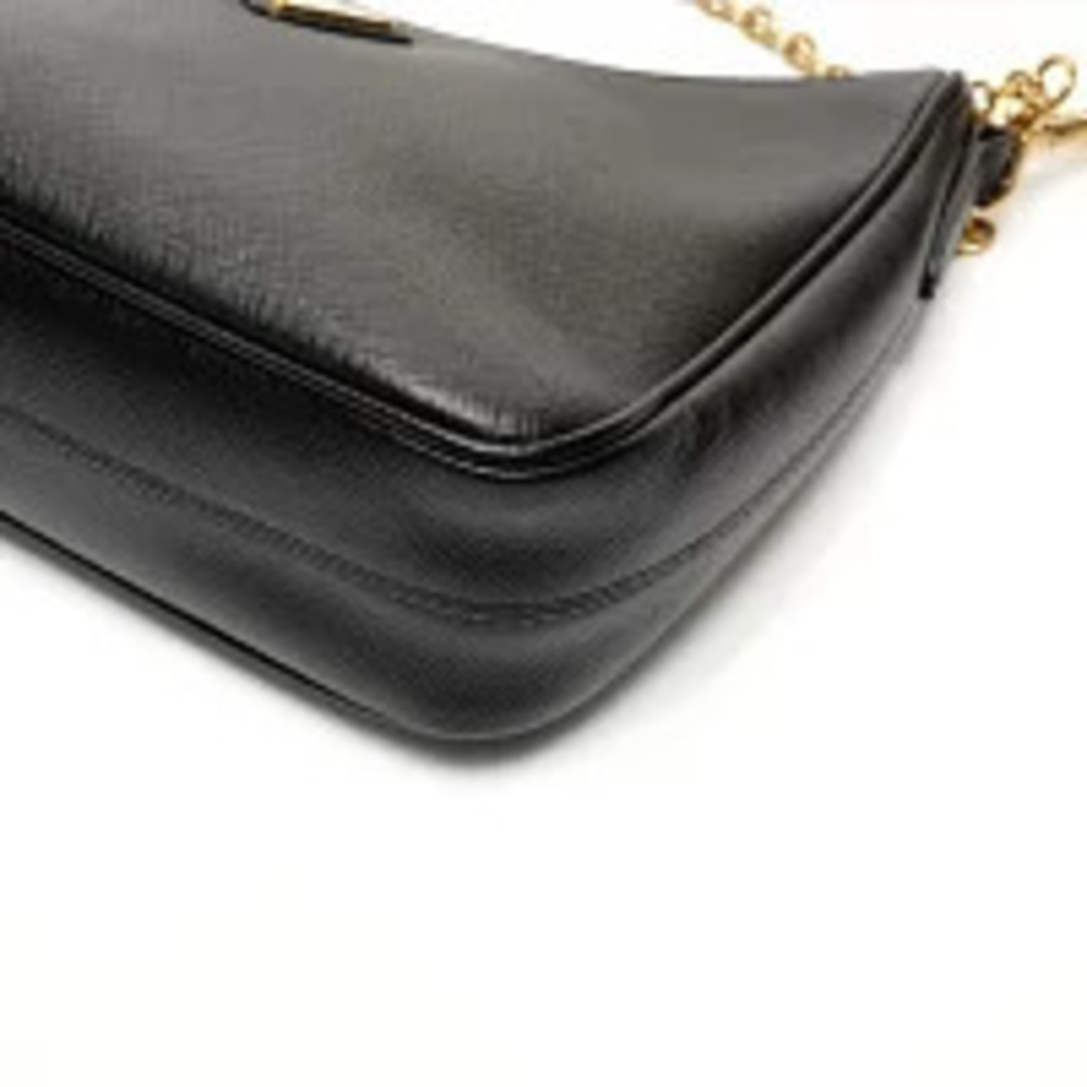 Prada Saffiano Leather Triangle Logo Edition Shoulder Bag Black - Picture 6 of 13